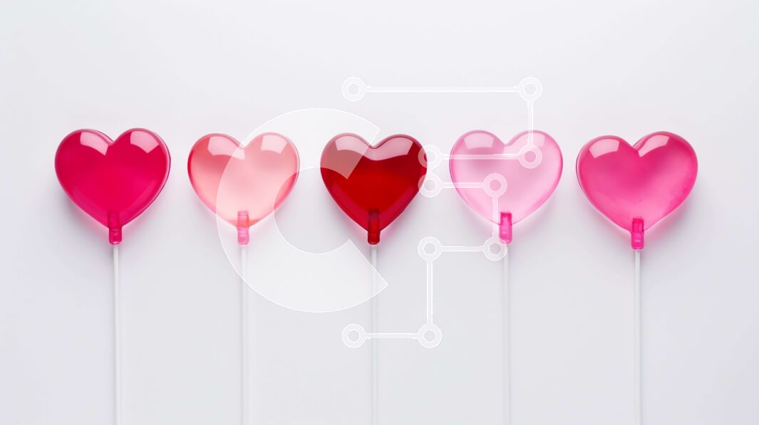 Intra Συλλεκτικό Ξύλινο Παζλ Plywood  4mm - Ροζ και κόκκινο μπαλόνια σε σχήμα καρδιάς σε ραβδιά Σε Ξύλινο Κουτί - Διαστάσεις: 10x10 cm – 25 κομμάτια