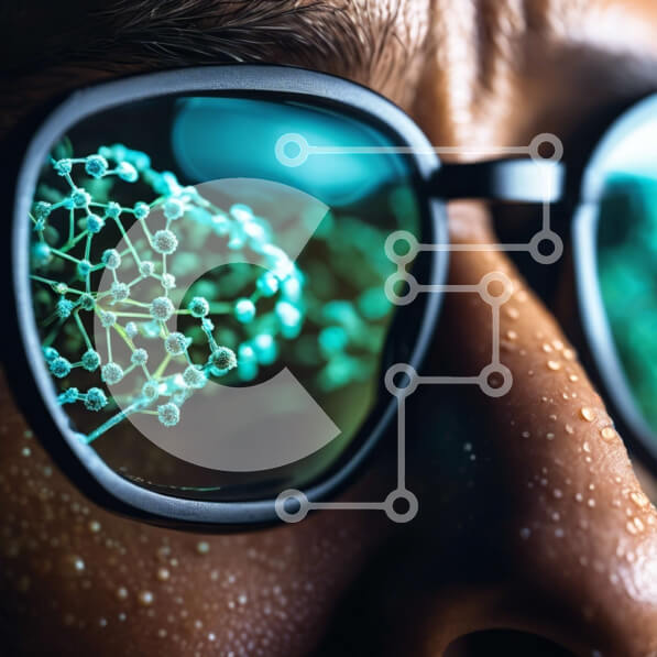 Σετ των 2 Intra Συλλεκτικό Ξύλινο Παζλ Plywood  4mm - Άνδρας που φορά γυαλιά με σταγόνες νερού και κρυστάλλινο πλαίσιο Σε Ξύλινο Κουτί - Διαστάσεις: 10x10 cm – 25 κομμάτια