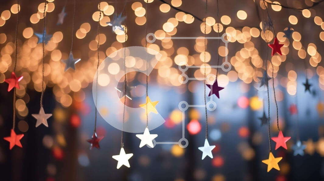 Intra Συλλεκτικό Ξύλινο Παζλ Plywood  4mm - Πολύχρωμες διακοσμήσεις αστεριών με φώτα που αναβοσβήνουν Σε Ξύλινο Κουτί - Διαστάσεις: 10x10 cm – 25 κομμάτια