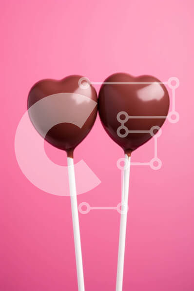 Intra Συλλεκτικό Ξύλινο Παζλ Plywood  4mm - Γλειφιτζούρια με καρδιά σοκολάτας για την ημέρα του Αγίου Βαλεντίνου σε ροζ φόντο Σε Ξύλινο Κουτί - Διαστάσεις Puzzle: 10x10 cm – 25 κομμάτια