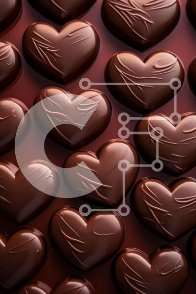 Σετ των 2 Intra Συλλεκτικό Ξύλινο Παζλ Plywood  4mm - Πολύχρωμες σοκολατένιες καρδιές σε ζωηρό κόκκινο φόντο Σε Ξύλινο Κουτί - Διαστάσεις: 10x10 cm – 25 κομμάτια