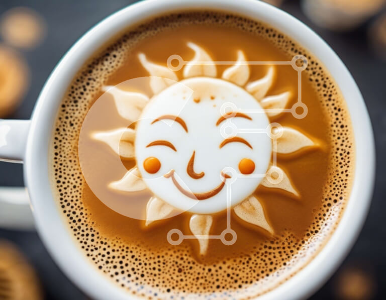 Σετ των 2 Intra Συλλεκτικό Ξύλινο Παζλ Plywood  4mm - Φλιτζάνι καφέ με Σχέδιο Sun και μπισκότα Σε Ξύλινο Κουτί - Διαστάσεις: 10x10 cm – 25 κομμάτια