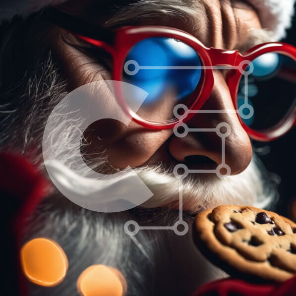 Intra Συλλεκτικό Ξύλινο Παζλ Plywood  4mm - Άγιος Βασίλης με κόκκινα ποτήρια που κρατά ένα μπισκότο Σε Ξύλινο Κουτί - Διαστάσεις: 10x10 cm – 25 κομμάτια