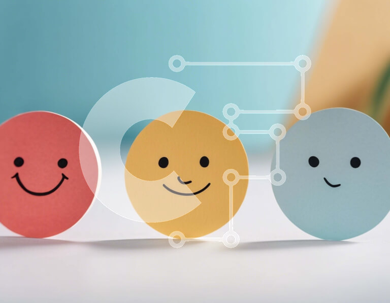 Intra Συλλεκτικό Ξύλινο Παζλ Plywood  4mm - Πολύχρωμα χάρτινα χαμογελαστά πρόσωπα σε λευκό τραπέζι Σε Ξύλινο Κουτί - Διαστάσεις Puzzle: 10x10 cm – 25 κομμάτια