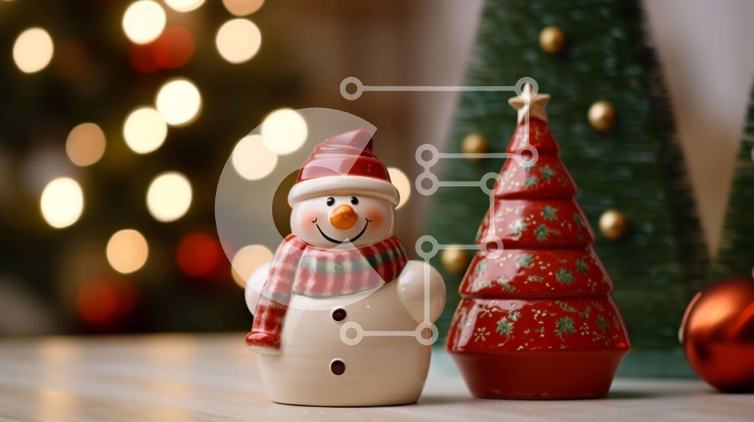 Intra Συλλεκτικό Ξύλινο Παζλ Plywood  4mm - Διακοσμήσεις διακοπών με ειδώλια χιονάνθρωπους σε ξύλινο τραπέζι Σε Ξύλινο Κουτί - Διαστάσεις: 10x10 cm – 25 κομμάτια