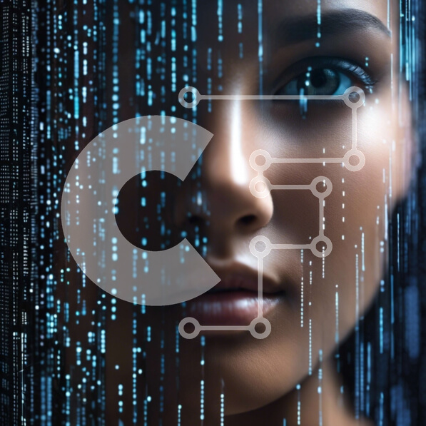 Intra Συλλεκτικό Ξύλινο Παζλ Plywood  4mm - Πρόσωπο δυαδικού κώδικα: Εξερευνώντας τη διασταύρωση AI και Ανθρώπων Σε Ξύλινο Κουτί - Διαστάσεις Puzzle: 10x10 cm – 25 κομμάτια