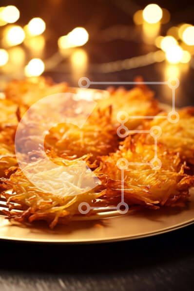 Σετ των 2 Intra Συλλεκτικό Ξύλινο Παζλ Plywood  4mm - Χρυσές τηγανητές πατάτες σε ένα διακοσμητικό πιάτο Σε Ξύλινο Κουτί - Διαστάσεις: 10x10 cm – 25 κομμάτια