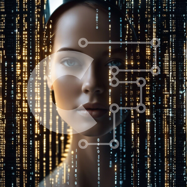 Intra Συλλεκτικό Ξύλινο Παζλ Plywood  4mm - Φουτουριστικό μανεκέν καλυμμένο σε ψηφιακό κώδικα Σε Ξύλινο Κουτί - Διαστάσεις Puzzle: 10x10 cm – 25 κομμάτια