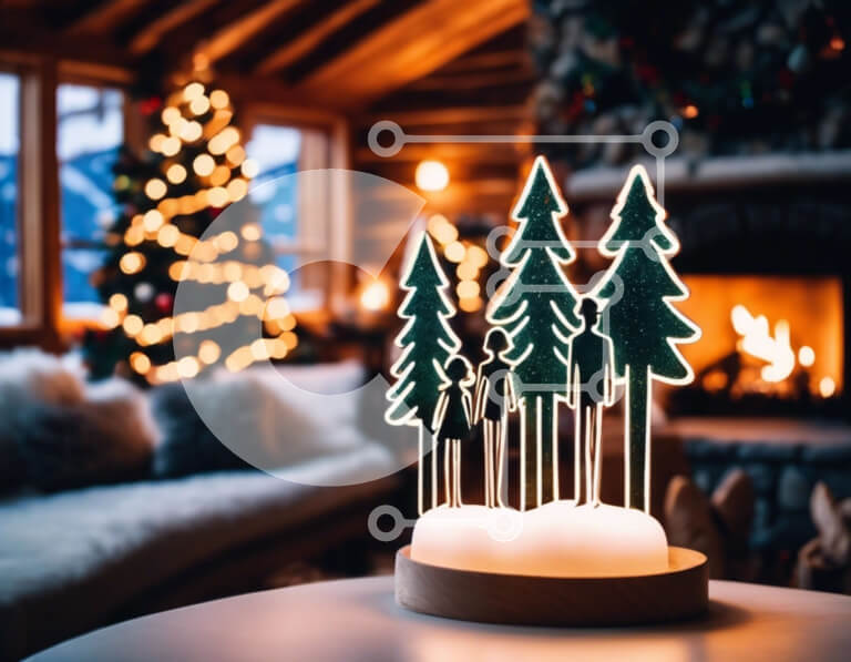 Intra Συλλεκτικό Ξύλινο Παζλ Plywood  4mm - Σαλόνι με θέμα τις διακοπές, διακοσμημένο για την εποχή Σε Ξύλινο Κουτί - Διαστάσεις Puzzle: 10x10 cm – 25 κομμάτια