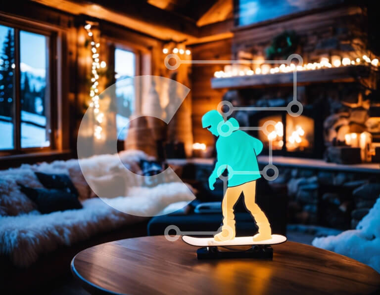 Intra Συλλεκτικό Ξύλινο Παζλ Plywood  4mm - Φιγούρα Light-Up Skateboard στο σαλόνι Σε Ξύλινο Κουτί - Διαστάσεις Puzzle: 10x10 cm – 25 κομμάτια
