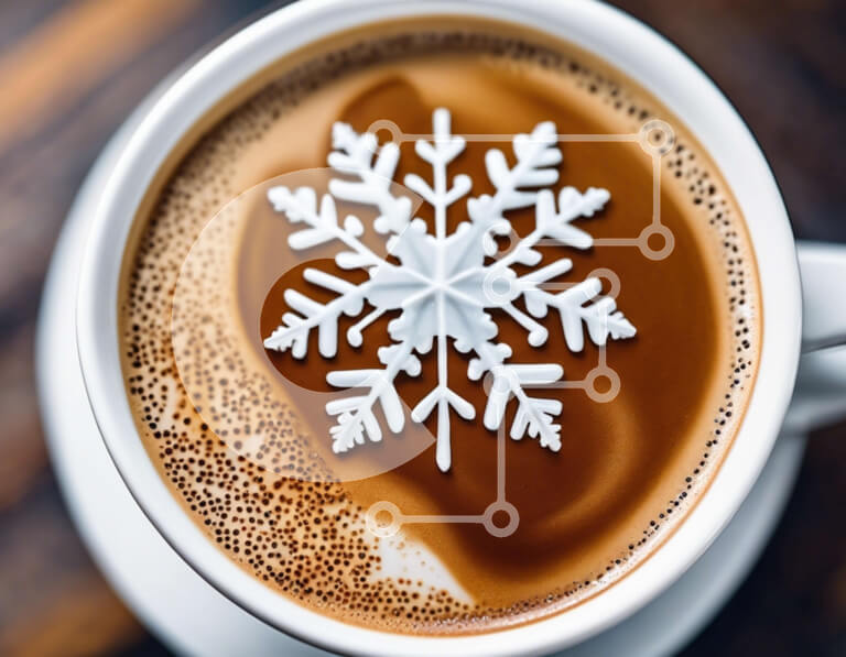 Intra Συλλεκτικό Ξύλινο Παζλ Plywood  4mm - Φλιτζάνι καφέ με διακοσμητική νιφάδα χιονιού Σε Ξύλινο Κουτί - Διαστάσεις Puzzle: 10x10 cm – 25 κομμάτια