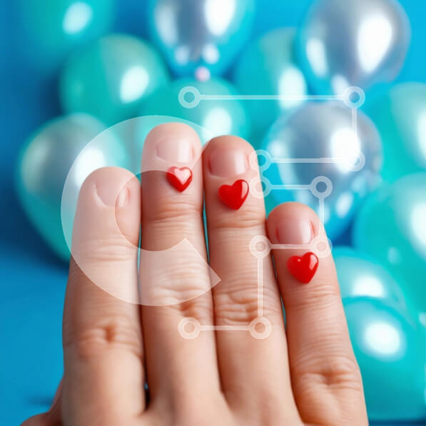 Σετ των 2 Intra Συλλεκτικό Ξύλινο Παζλ Plywood  4mm - Χέρι με καρφιά σε σχήμα καρδιάς και μπαλόνια στο φόντο Σε Ξύλινο Κουτί - Διαστάσεις: 10x10 cm – 25 κομμάτια