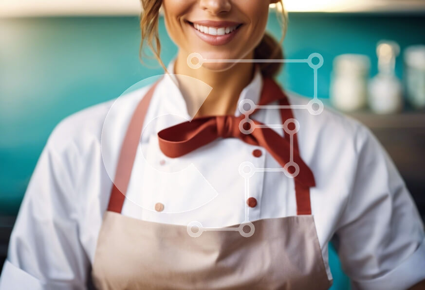 Intra Συλλεκτικό Ξύλινο Παζλ Plywood  4mm - Χαμογελαστή γυναίκα σεφ στην κουζίνα Σε Ξύλινο Κουτί - Διαστάσεις Puzzle: 10x10 cm – 25 κομμάτια