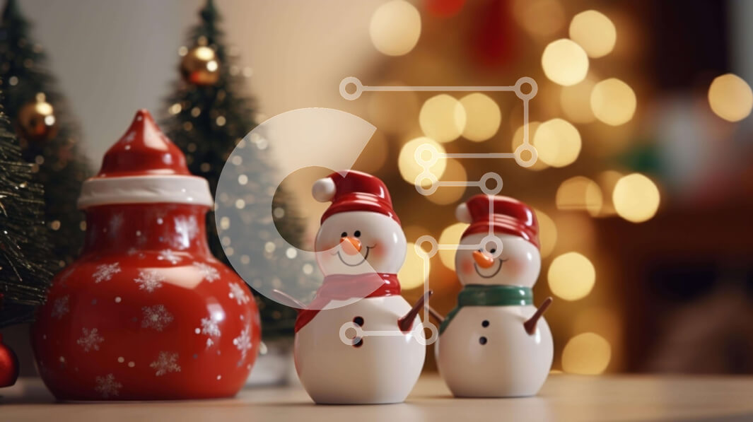 Intra Συλλεκτικό Ξύλινο Παζλ Plywood  4mm - Χιονάνθρωποι που γιορτάζουν τα Χριστούγεννα με χριστουγεννιάτικα δέντρα και στολίδια Σε Ξύλινο Κουτί - Διαστάσεις: 10x10 cm – 25 κομμάτια