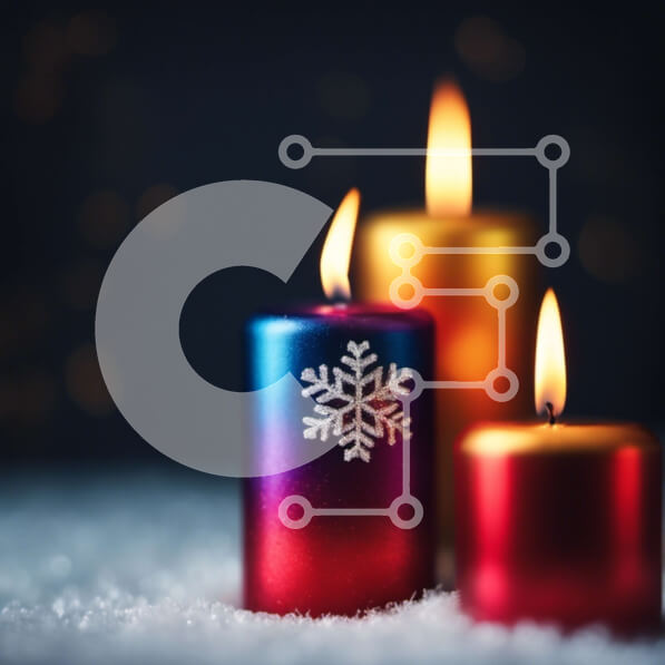 Intra Συλλεκτικό Ξύλινο Παζλ Plywood  4mm - Πολύχρωμα κεριά νιφάδα χιονιού για την παραμονή των Χριστουγέννων και της Πρωτοχρονιάς Σε Ξύλινο Κουτί - Διαστάσεις: 10x10 cm – 25 κομμάτια