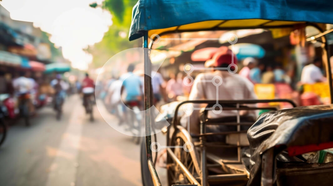 Intra Συλλεκτικό Ξύλινο Παζλ Plywood  4mm - Πολυσύχναστη σκηνή του δρόμου με ποδήλατα και καρότσια Σε Ξύλινο Κουτί - Διαστάσεις Puzzle: 10x10 cm – 25 κομμάτια