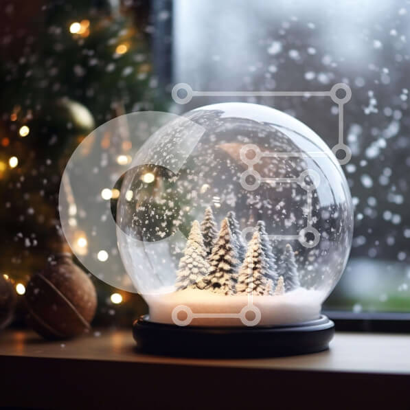 Intra Συλλεκτικό Ξύλινο Παζλ Plywood  4mm - Snow Globe με στολίδια χριστουγεννιάτικων δέντρων Σε Ξύλινο Κουτί - Διαστάσεις: 10x10 cm – 25 κομμάτια