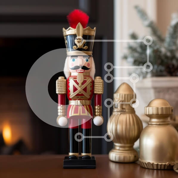 Intra Συλλεκτικό Ξύλινο Παζλ Plywood  4mm - Ειδώλιο Καρυοθραύστης στο τραπέζι με τζάκι Σε Ξύλινο Κουτί - Διαστάσεις: 10x10 cm – 25 κομμάτια