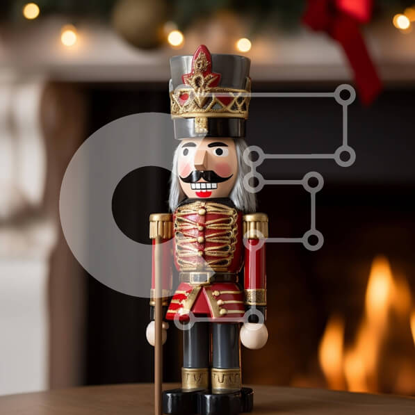 Intra Συλλεκτικό Ξύλινο Παζλ Plywood  4mm - Ξύλινο ειδώλιο καρυοθραύστη σε μια έκθεση διακοπών Σε Ξύλινο Κουτί - Διαστάσεις: 10x10 cm – 25 κομμάτια