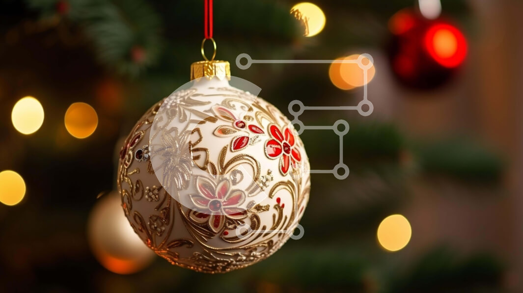 Intra Συλλεκτικό Ξύλινο Παζλ Plywood  4mm - Λευκό και χρυσό χριστουγεννιάτικο στολίδι που κρέμεται από το δέντρο Σε Ξύλινο Κουτί - Διαστάσεις: 10x10 cm – 25 κομμάτια