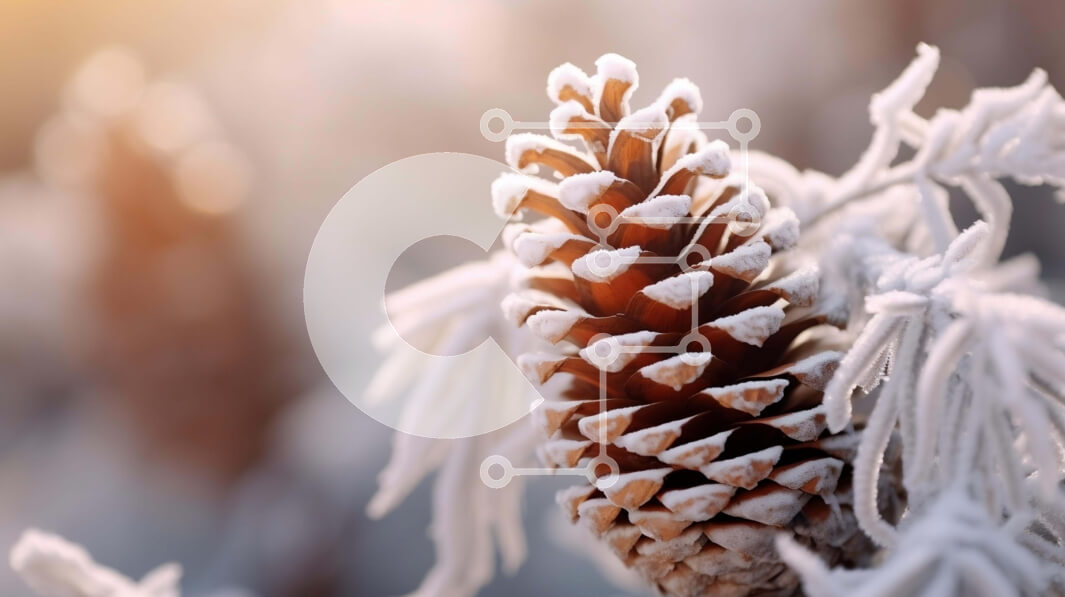 Intra Συλλεκτικό Ξύλινο Παζλ Plywood  4mm - Διακόσμηση με παγωμένο κουκουνάρι Σε Ξύλινο Κουτί - Διαστάσεις: 10x10 cm – 25 κομμάτια