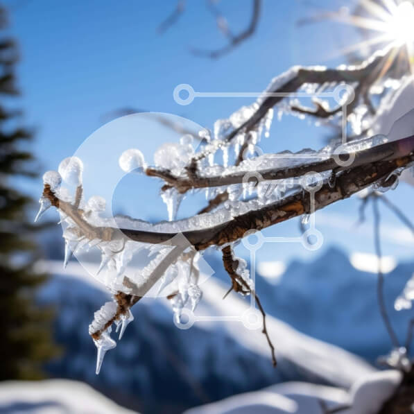 Intra Συλλεκτικό Ξύλινο Παζλ Plywood  4mm - Παγάκια στο κλαδί δέντρου με το φως του ήλιου Σε Ξύλινο Κουτί - Διαστάσεις: 10x10 cm – 25 κομμάτια