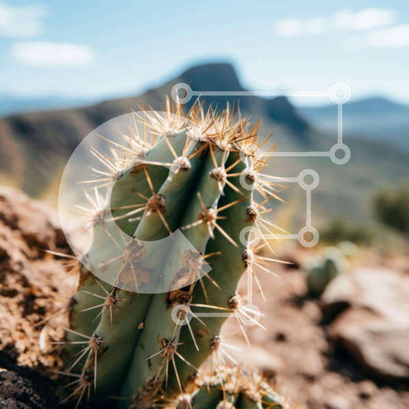 Intra Συλλεκτικό Ξύλινο Παζλ Plywood  4mm - Φυτό κάκτων σε βράχους στην έρημο Σε Ξύλινο Κουτί - Διαστάσεις: 10x10 cm – 25 κομμάτια