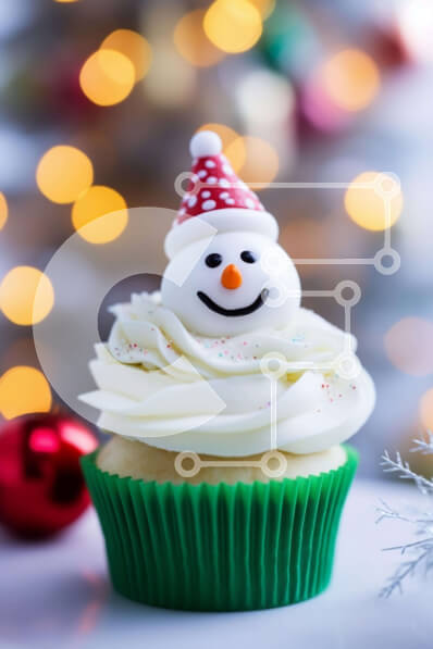 Σετ των 2 Intra Συλλεκτικό Ξύλινο Παζλ Plywood  4mm - Εορταστικό Cupcake Χιονάνθρωπος με Βρώσιμη νιφάδα χιονιού Σε Ξύλινο Κουτί - Διαστάσεις: 10x10 cm – 25 κομμάτια