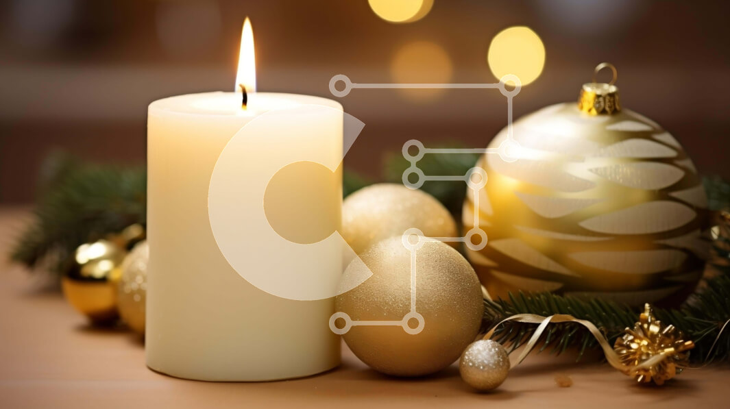 Intra Συλλεκτικό Ξύλινο Παζλ Plywood  4mm - Γιορτινά διακοσμητικά με κεριά και χρυσά στολίδια Σε Ξύλινο Κουτί - Διαστάσεις: 10x10 cm – 25 κομμάτια