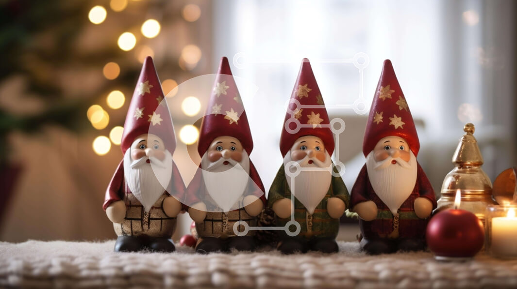 Intra Συλλεκτικό Ξύλινο Παζλ Plywood  4mm - Ειδώλια Gnome που γιορτάζουν τις διακοπές με χριστουγεννιάτικο δέντρο και κερί Σε Ξύλινο Κουτί - Διαστάσεις: 10x10 cm – 25 κομμάτια