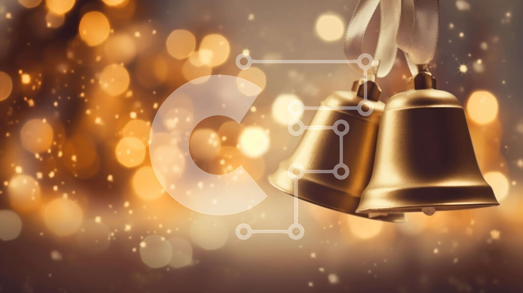 Intra Συλλεκτικό Ξύλινο Παζλ Plywood  4mm - Χρυσές καμπάνες που κρέμονται σε μια εορταστική κορδέλα Σε Ξύλινο Κουτί - Διαστάσεις: 10x10 cm – 25 κομμάτια