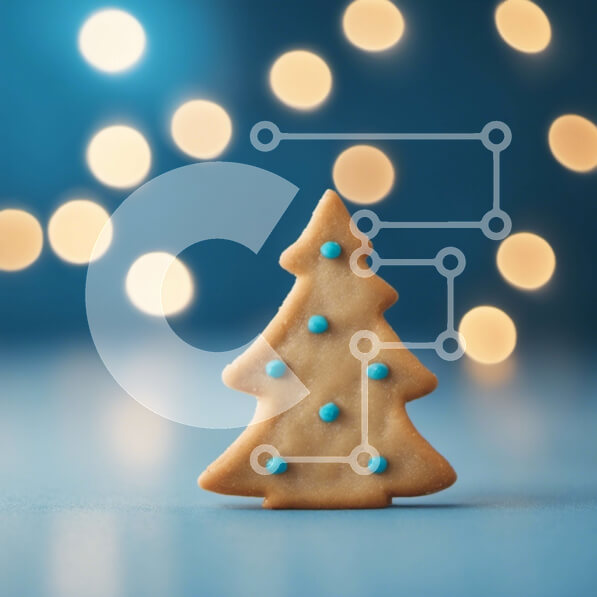 Intra Συλλεκτικό Ξύλινο Παζλ Plywood  4mm - Cookie Tree με μπλε πασπαλίσματα και φώτα Bokeh Σε Ξύλινο Κουτί - Διαστάσεις Puzzle: 10x10 cm – 25 κομμάτια