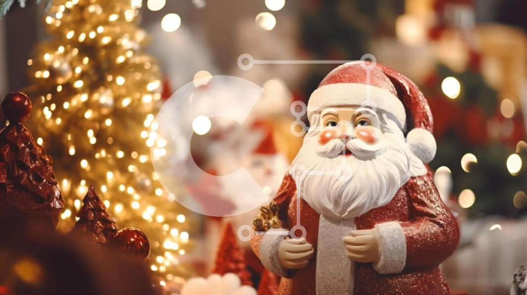 Intra Συλλεκτικό Ξύλινο Παζλ Plywood  4mm - Ειδώλιο Άγιου Βασίλη στην εορταστική χριστουγεννιάτικη σκηνή Σε Ξύλινο Κουτί - Διαστάσεις: 10x10 cm – 25 κομμάτια