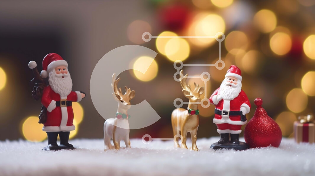 Intra Συλλεκτικό Ξύλινο Παζλ Plywood  4mm - Ειδώλια Άγιου Βασίλη και ταράνδων σε χιονισμένο φόντο Σε Ξύλινο Κουτί - Διαστάσεις: 10x10 cm – 25 κομμάτια