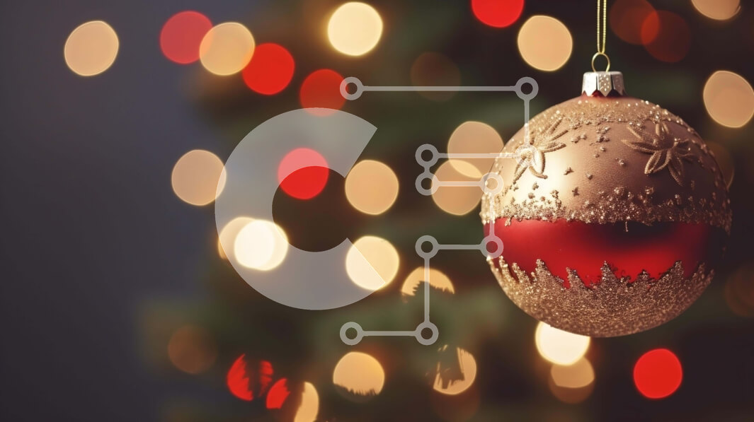 Intra Συλλεκτικό Ξύλινο Παζλ Plywood  4mm - Χριστουγεννιάτικο στολίδι σε δέντρο με κόκκινα και χρυσά στολίδια Σε Ξύλινο Κουτί - Διαστάσεις: 10x10 cm – 25 κομμάτια