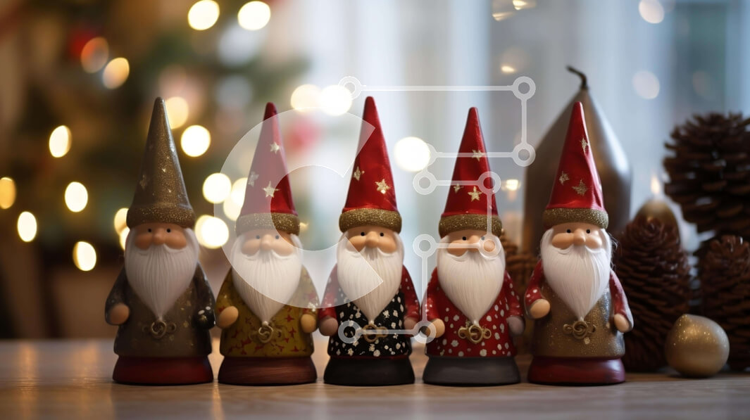 Intra Συλλεκτικό Ξύλινο Παζλ Plywood  4mm - Ειδώλια Gnome σε μια εορταστική έκθεση διακοπών Σε Ξύλινο Κουτί - Διαστάσεις Puzzle: 10x10 cm – 25 κομμάτια