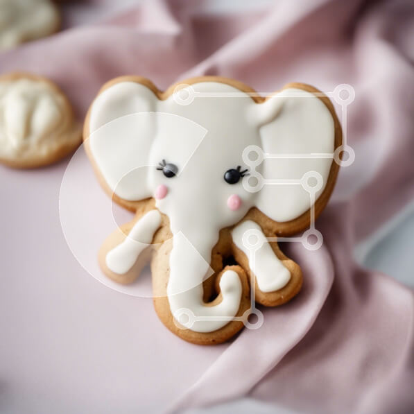 Σετ των 2 Intra Συλλεκτικό Ξύλινο Παζλ Plywood  4mm - Μπισκότο σε σχήμα ελέφαντα σε ροζ τραπεζομάντιλο Σε Ξύλινο Κουτί - Διαστάσεις: 10x10 cm – 25 κομμάτια