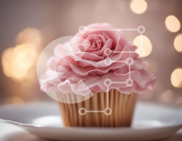 Σετ των 2 Intra Συλλεκτικό Ξύλινο Παζλ Plywood  4mm - Ροζ cupcake με παγωμένο πάγωμα σε λευκό πιάτο Σε Ξύλινο Κουτί - Διαστάσεις: 10x10 cm – 25 κομμάτια