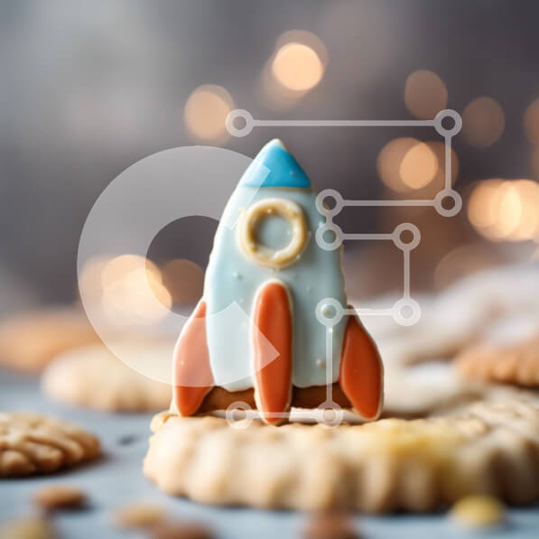 Σετ των 2 Intra Συλλεκτικό Ξύλινο Παζλ Plywood  4mm - Cookie σε σχήμα διαστημικού σκάφους στην κορυφή των cookies Σε Ξύλινο Κουτί - Διαστάσεις: 10x10 cm – 25 κομμάτια