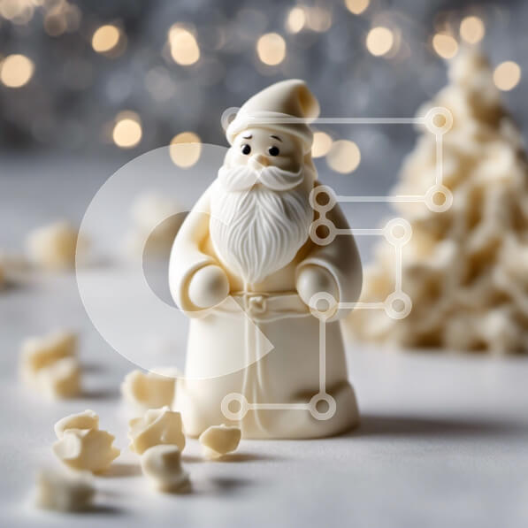 Intra Συλλεκτικό Ξύλινο Παζλ Plywood  4mm - Ειδώλιο Άγιου Βασίλη με κομμάτια λευκής σοκολάτας Σε Ξύλινο Κουτί - Διαστάσεις: 10x10 cm – 25 κομμάτια