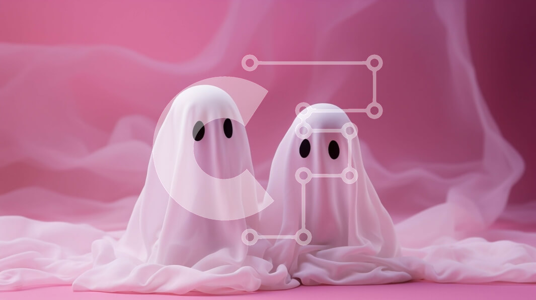 Intra Συλλεκτικό Ξύλινο Παζλ Plywood  4mm - Δύο φαντάσματα με κοστούμια φαντασμάτων σε ροζ φόντο Σε Ξύλινο Κουτί - Διαστάσεις Puzzle: 10x10 cm – 25 κομμάτια