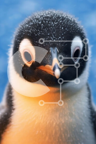 Σετ των 2 Intra Συλλεκτικό Ξύλινο Παζλ Plywood  4mm - Αξιολάτρευτος πιγκουίνος στέκεται στα πίσω πόδια με περίεργη έκφραση Σε Ξύλινο Κουτί - Διαστάσεις: 10x10 cm – 25 κομμάτια