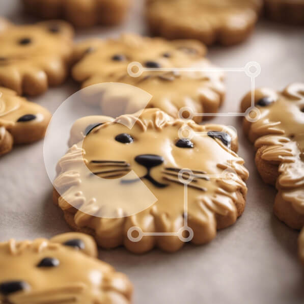 Σετ των 2 Intra Συλλεκτικό Ξύλινο Παζλ Plywood  4mm - Μπισκότα σε σχήμα λιονταριού Διακοσμημένα με Φοντάν Σε Ξύλινο Κουτί - Διαστάσεις: 10x10 cm – 25 κομμάτια