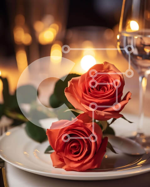 Σετ των 2 Intra Συλλεκτικό Ξύλινο Παζλ Plywood  4mm - Ρομαντικό δείπνο με τριαντάφυλλα και κρασί Σε Ξύλινο Κουτί - Διαστάσεις: 10x10 cm – 25 κομμάτια