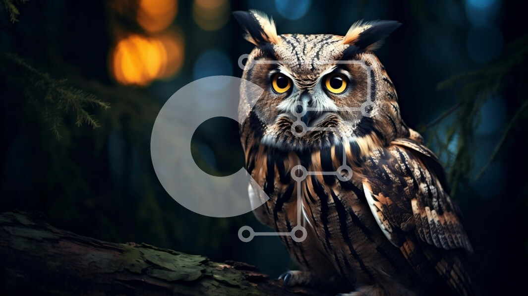 Intra Συλλεκτικό Ξύλινο Παζλ Plywood  4mm - Κουκουβάγια που κάθεται σε ένα κλαδί στο δάσος Σε Ξύλινο Κουτί - Διαστάσεις: 10x10 cm – 25 κομμάτια