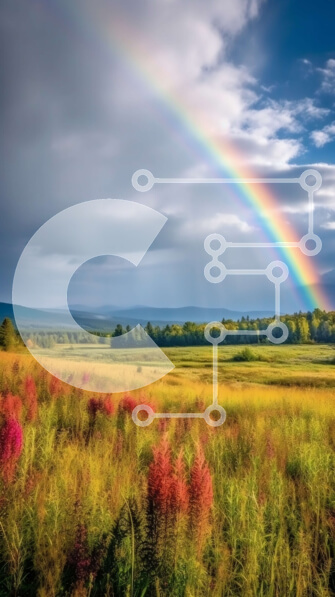 Σετ των 2 Intra Συλλεκτικό Ξύλινο Παζλ Plywood  4mm - Εκπληκτική εικόνα ενός ουράνιου τόξου πάνω από ένα χωράφι με αγριολούλουδα Σε Ξύλινο Κουτί - Διαστάσεις: 10x10 cm – 25 κομμάτια