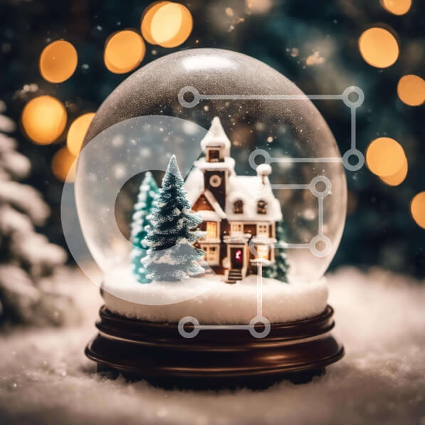 Intra Συλλεκτικό Ξύλινο Παζλ Plywood  4mm - Snow Globe με διακοσμημένο σπίτι σε χιονισμένο φόντο Σε Ξύλινο Κουτί - Διαστάσεις: 10x10 cm – 25 κομμάτια