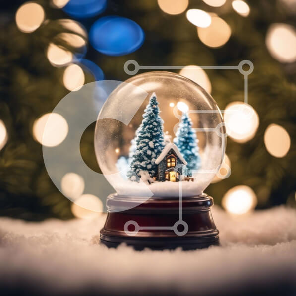 Intra Συλλεκτικό Ξύλινο Παζλ Plywood  4mm - Εορταστική σφαίρα χιονιού με διακοσμημένο σπίτι Σε Ξύλινο Κουτί - Διαστάσεις Puzzle: 10x10 cm – 25 κομμάτια