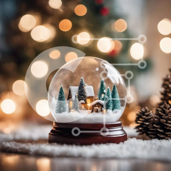 Intra Συλλεκτικό Ξύλινο Παζλ Plywood  4mm - Διακόσμηση γιορτινής χιονόσφαιρας με σπιτάκι και κουκουνάρια Σε Ξύλινο Κουτί - Διαστάσεις: 10x10 cm – 25 κομμάτια