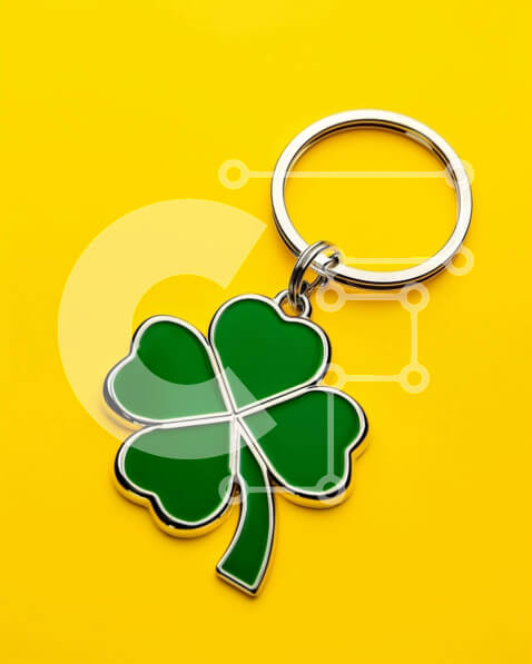 Intra Συλλεκτικό Ξύλινο Παζλ Plywood  4mm - Μπρελόκ Irish Clover σε κίτρινο φόντο Σε Ξύλινο Κουτί - Διαστάσεις Puzzle: 10x10 cm – 25 κομμάτια